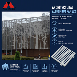 Revêtement de façade en aluminium Alumtimes, panneau en aluminium perforé, revêtement mural extérieur préfabriqué pour la rénovation de bâtiments - Product Image 1