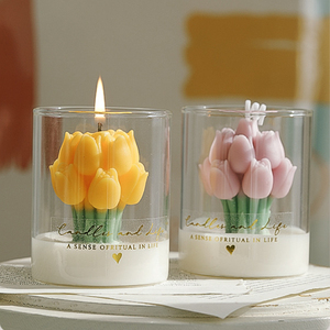 เทียนหอมกลิ่นดอกทิวลิป ช่อดอกไม้แสนโรแมนติก เทียนอโรมาเธอราพีสำหรับตกแต่งบ้าน วันแม่ - Product Image 1