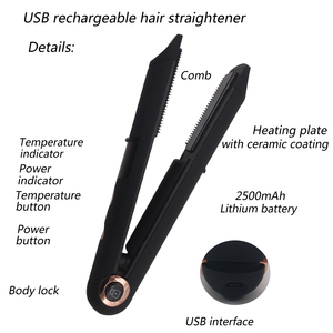 Etiqueta Privada inalámbrico plancha de pelo y <span class=keywords><strong>rizador</strong></span> 2 en 1 <span class=keywords><strong>amazon</strong></span> Venta caliente de cerámica USB plancha de pelo al por mayor - Product Image 2