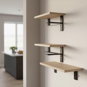 Support d'étagère flottante 12x2,5 pouces, épaisseur 5 mm, revêtement poudré, fixation murale robuste pour un support sécurisé des étagères - Product Image 2