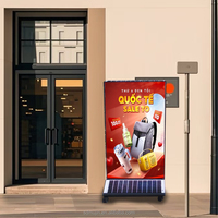Boîte lumineuse verticale en aluminium à énergie solaire, double face, affichage publicitaire décoratif LED avec capteur de lumière automatique, utilisation commerciale