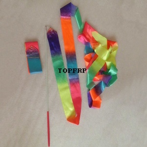 Hot Sale 2m 4m Gradient Color Rhythmic Gymnastics Ribbon Fiberglass Pole Dance Ribbon - Product Image 6