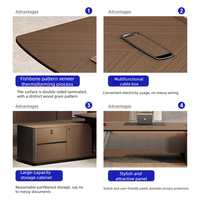 Bureau de direction en bois convertible en forme de L, moderne et luxueux, avec structure robuste et armoire latérale, idéal pour PDG, directeur ou patron.