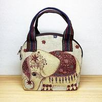 Tas Kanvas Gaya Etnik untuk Wanita Desain Bordir Jacquard Berbentuk Kerang Penutup Ritsleting Tas Selempang Kartun