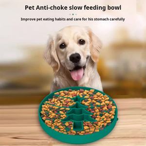 Mangkuk Natal pengumpan lambat hewan peliharaan desain luar menyenangkan anjing makanan Licking mangkuk silikon - Product Image 2