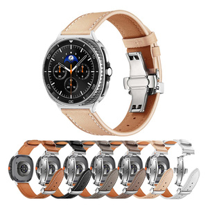 Bracelet en cuir compatible avec Samsung Galaxy Watch4 5 6 7 40mm 44mm Galaxy Watch 4 Classic 46mm 42mm Bracelet de montre noir unisexe - Product Image 6