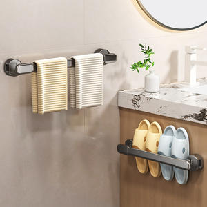 ชั้นวางผ้าขนหนูอลูมิเนียมอัลลอยด์แบบติดผนังด้วยถ้วยดูด รับน้ำหนักได้ 10 กก. ดีไซน์มินิมอล ชั้นวางของ - Product Image 2