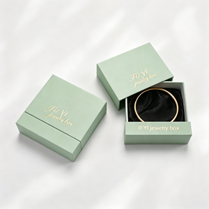 Premium Eco-friendly Handmade Luxury Square <b>Slide</b> <b>Drawer</b> Cardboard Jewelry Box Customized Color Cream Satin Lining for Gold - Product Image 2