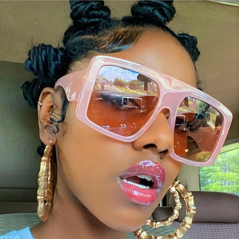 New 2023 Fashion Pink Square Big Frame Sun Glasses