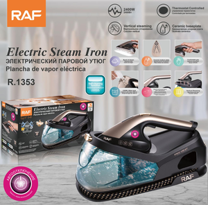 Fer à vapeur électrique RAF 2400W, fer à repasser avec semelle en céramique, vapeur verticale, auto-nettoyant, réservoir d'eau de 1200 ml pour le repassage à domicile - Product Image 1