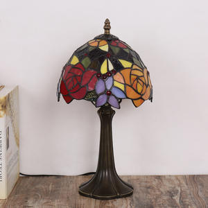 Lampes de table Tiffany de style rustique rural, fleur de pivoine, art créatif, lampes de chevet décoratives avec alimentation CA pour chambres à coucher - Product Image 1