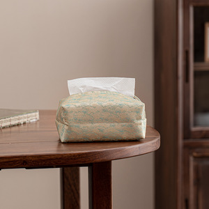 Caja de pañuelos de tela de estilo chino, bolsa de almacenamiento bordada de brocado para sala de té, decoración tradicional para sala de estar - Product Image 1