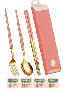 Reusable Travel 304 Stainless Steel Camping Portable Cutlery Student Flatware Set of 3 With <b>Box</b> - Product Image 5