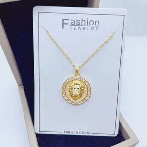 ซัพพลายเออร์จีนหัวสิงโตเย็นขนาดใหญ่18K จี้ชุบทองสร้อยคอสแตนเลสทันสมัยสำหรับผู้ชาย - Product Image 1