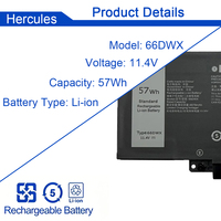 Baterai Laptop Pengganti 11.4V 57Wh 66DWX untuk Latitude 7340 7440 7640 2-in-1 Kapasitas Penuh 86D0Y JNYT4 0HYH8 CTJJ6 WW8N8 V0W55