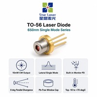 Diode laser rouge monomode Youjia U-LD-651076 650nm 10mW TO-56 avec moniteur PD pour pointeur laser