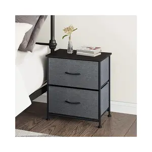 Customized Hot Sale Small Black Nightstand With Drawers For Bedroom