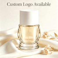 Flacon de parfum en verre à motif ondulé de 30 ml, bouchon droit blanc - Personnalisable avec estampage à chaud doré, impression sérigraphique, pulvérisateur à pompe