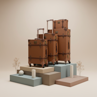 Ensemble de bagages en cuir vegan OEM ODM avec étiquette privée, logo personnalisé, valise faite à la main, cadre en aluminium, valise de voyage à roulettes