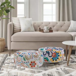 <b>Inflatable</b> Round Pouf PVC Outdoor <b>Footstool</b> Portable Circular Design Adult Use 0.3MM Thickness Custom Made - Product Image 1