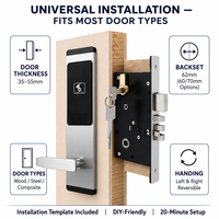 Serrure Intelligente RFID pour Hôtel - Étanche, Antivol, Durable, en Acier Inoxydable, Déverrouillage par Carte/Clé, Écologique pour Portes en Bois