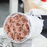 Karangan Bunga Mawar Abadi Buatan Tangan Mewah Grosir dalam Wadah Ember, Hadiah Abadi untuk Hari Valentine, Hari Ibu, Pernikahan, Tahun Baru, Paskah