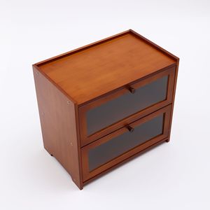 Bamleader - Caja de Pan de Bambú Natural con Puertas de Acrílico, Organizador de Almacenamiento Multiusos, Diseño Rectangular - Product Image 1