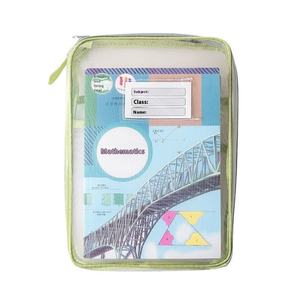 Sac de tutorat en maille de coton de grande capacité en forme de L porte-papier de test à trois couches sac de documents étudiant épaissi pour le salon - Product Image 1