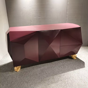 ตู้ไซด์บอร์ดทรงเหลี่ยมทันสมัยเคลือบเงาสูง สำหรับห้องรับประทานอาหารส่วนตัวของร้านอาหารมิชลิน และตกแต่งทางเข้าวิลล่าสไตล์อาร์ตเดโค - Product Image 5