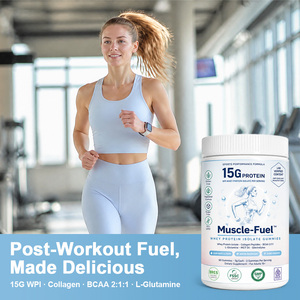 Gummies de protéines de lactosérum isolées 15g BCAA 2:1:1 L-Glutamine Huile MCT pour tonus musculaire, récupération rapide, sans sucre, sans OGM, Halal - Product Image 3