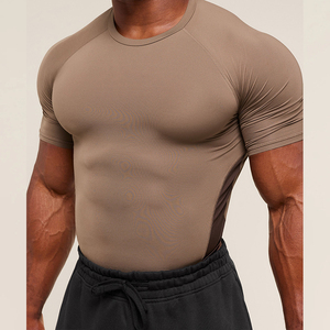 <span class=keywords><strong>T</strong></span>-shirt de compression pour homme de haute qualité, <span class=keywords><strong>t</strong></span>-shirt de compression pour la gym, vêtements d'entraînement à séchage rapide, logo personnalisé, vêtements de sport en gros - Product Image 1