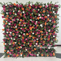 Mur de fleurs colorées L-R265, 8*8 pieds, toile de fond florale faite à la main, décoration de mariage, arrangement pour événements, décoration de fête