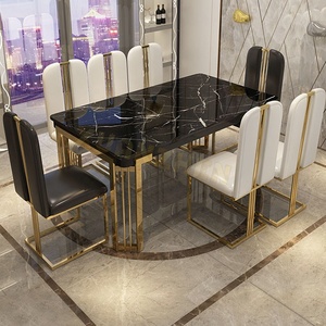 <strong>Dining</strong> Room Furniture <strong>White</strong> Modern Stainless Steel Stone Gold Luxury Marble <strong>Dining</strong> <strong>Table</strong> <strong>Set</strong> Restaurant <strong>Dining</strong> <strong>Tables</strong> - Product Image 6