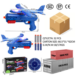 Zhorya çocuklar açık oyuncaklar 2 in 1 uçan kayma uçak köpük uçak başlatıcısı oyuncak yumuşak kurşun ile Catapult uçak silah - Product Image 6