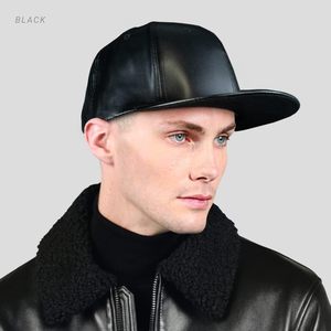 หมวกแก๊ปหนัง PU ปีกแบนแบบ Snapback สำหรับผู้ใหญ่ สีพื้น ทรงพอดีศีรษะ สไตล์ฮิปฮอป - Product Image 4