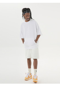 MT2700 T Shirt Manufacturer Wholesale Custom 100% Cotton Kangaroo Pocket T Shirts Oversized <b>TShirts</b> for Men - Product Image 3
