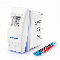 Interrupteur à bascule blanc de qualité marine à 5 broches avec rétroéclairage LED 20A 12V 10A 24V pour bateau, camion, jeep, tout-terrain, bus, camping-car