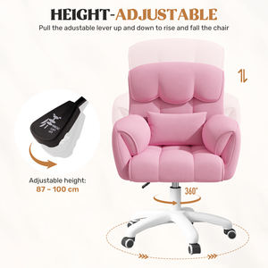 Chaise de bureau pivotante ergonomique moderne en velours, réglable en hauteur avec vérin pneumatique, rembourrage en éponge haute densité pour bureau à domicile ou coiffeuse - Product Image 6