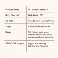 Bouteille ronde en PET pour soins personnels, emballage cosmétique transparent, bouteille cosmétique cylindrique avec pompe pour produits de lavage corporel, gel douche