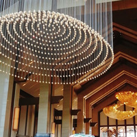 Lustre de luxe en cristal doré pour hall d'entrée de style français, luminaires suspendus nordiques de luxe en boules de verre