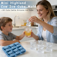 Molde de silicona reutilizable 3D de vaca de las Tierras Altas para cubitos de hielo, mini moldes de chocolate y cacao con forma de vaca, lindos moldes de animales para hacer cubitos de hielo