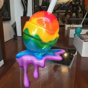 Pop sanat heykel şeker damlama tarzı sanat fiberglas dev şeker lolipop heykel satılık