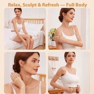 Outils de massage en bois, brosse pour méridiens, Gua Sha, grattoir pour sculpter le corps, réduire la cellulite, drainage lymphatique, raffermissement de la peau - Product Image 4