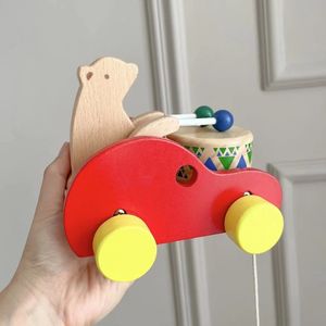 2025 Cute Bear Knocking Drum Walk <strong>Along</strong> Puppy <strong>Pull</strong> Boys Girls Wooden Walking <strong>Pull</strong> <strong>Dog</strong> Toy for Baby - Product Image 2