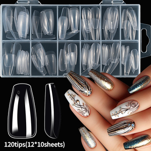 120 Uds almendra transparente/Ballet/<span class=keywords><strong>uñas</strong></span> postizas cuadradas 8 formas cubierta completa Prensa en <span class=keywords><strong>uñas</strong></span> puntas <span class=keywords><strong>de</strong></span> dedos falsos <span class=keywords><strong>para</strong></span> extensión <span class=keywords><strong>de</strong></span> <span class=keywords><strong>uñas</strong></span> manicura DIY - Product Image 3