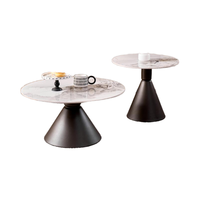 Table console ronde de style nordique en métal robuste et durable avec dessus en pierre frittée petite table basse pour bureau à domicile