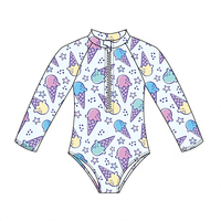 2025 été personnalisé imprimé maillot de bain une pièce pour les filles mignon et confortable tissu manches longues grande taille enfants