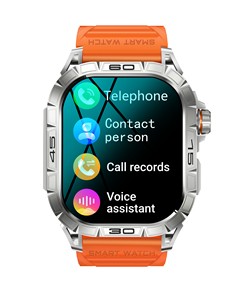 Montre connectée AMOLED avec écran carré de 1,96 pouce, affichage IP67, musique, météo, boussole K63, sports de plein air, grande batterie, fitness - Product Image 3