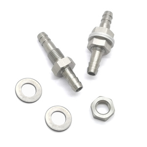 CNC Machined Stainless Steel Bulkhead Hose Connector,Double Barb Through Plate Union Fitting For <b>Car</b> Modification Fluid System - Product Image 6