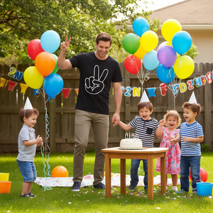 T-shirt assorti pour la famille avec signe de paix pour le 2e anniversaire, design noir et blanc, vêtements de fête pour enfants - Product Image 3
